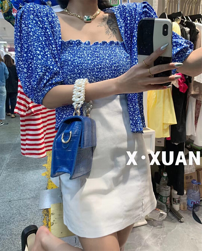 goods in stock! New in early summer! [x.xun] versatile Floral Top + vest suit 212225# PCZ