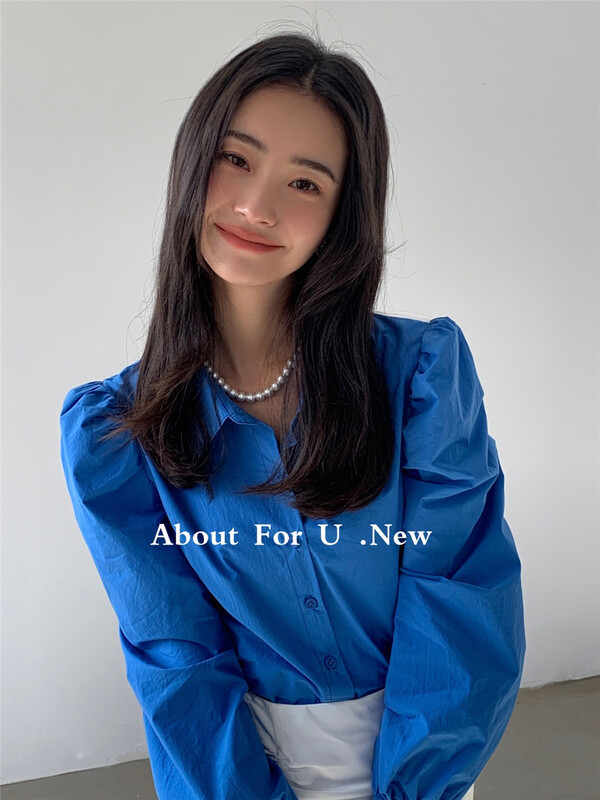 goods in stock! [about for u] Korean aging foam sleeve shirt 66051# lwy