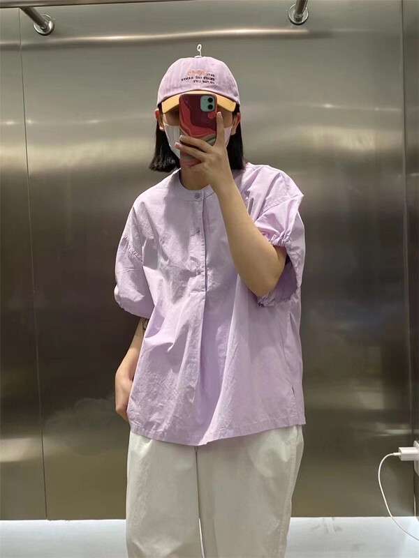 [we home] round neck single breasted comfortable shirt ys1-2332# L