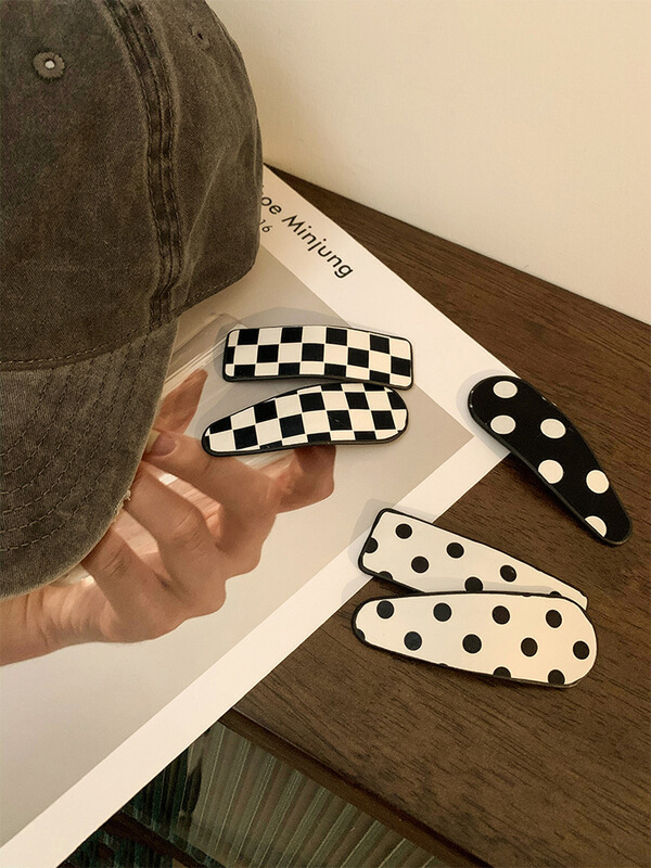 [inside] ins fashion checkerboard grid wave point versatile hairpin headdress t-205# zxl
