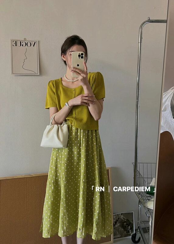 New in early summer! [R n] Korean version square collar foreign style single breasted knitted cardigan 80698# ll