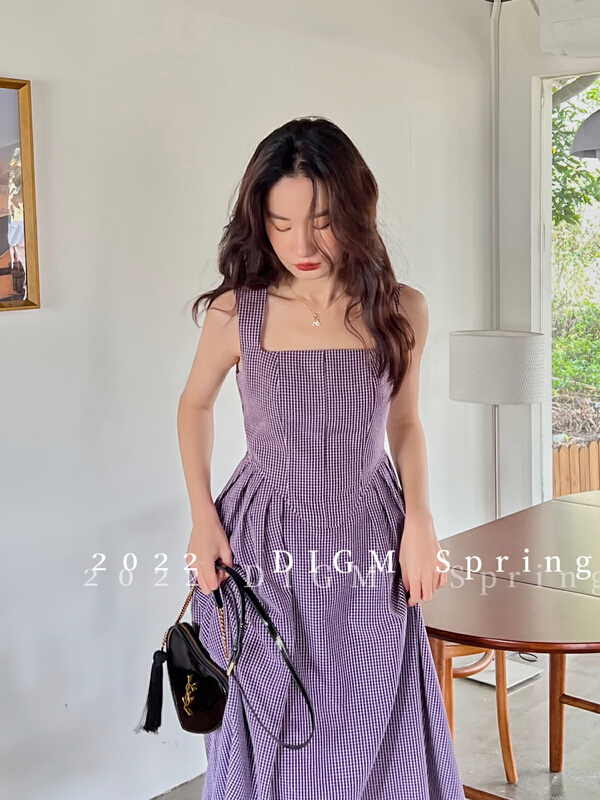goods in stock! New in early summer! [digm] New Korean Plaid waist dress 3517-1# zxx