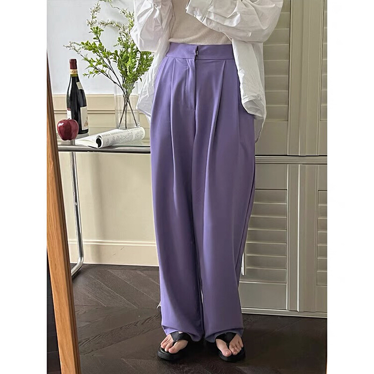 goods in stock! New year in early spring! [on line] high waist temperament vertical feeling straight tube wide leg trousers 6066# lwy