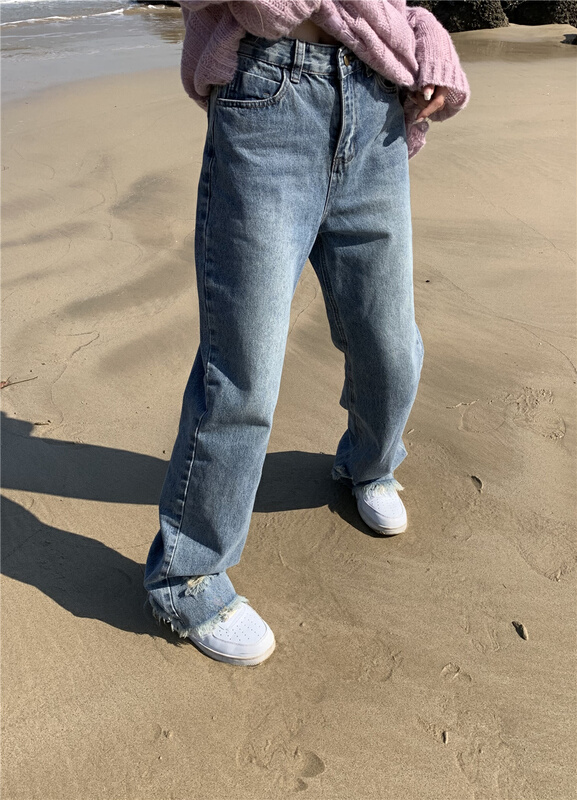 New year in early spring! [9hour] straight tube versatile wide leg jeans 90302# zxl