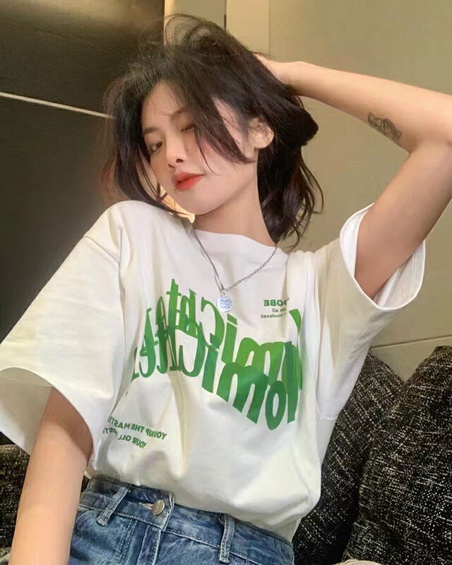 New year in early spring! [j.2] letter print loose short sleeve T-shirt b2199# LSW