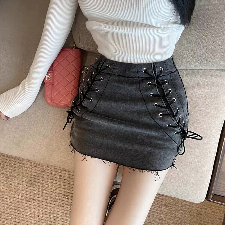 [rasion] design sense niche high waist thin denim skirt 8126# LSL