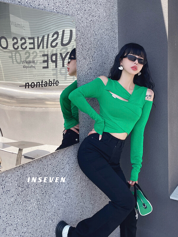 Original price 55.27! [inseven] design sense, minority temperament, slim and slim elastic shirt 23683# ozq