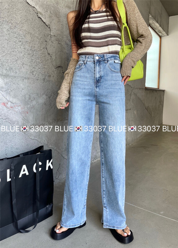 [blue] Korean split straight skinny jeans ys1-33037# hjy
