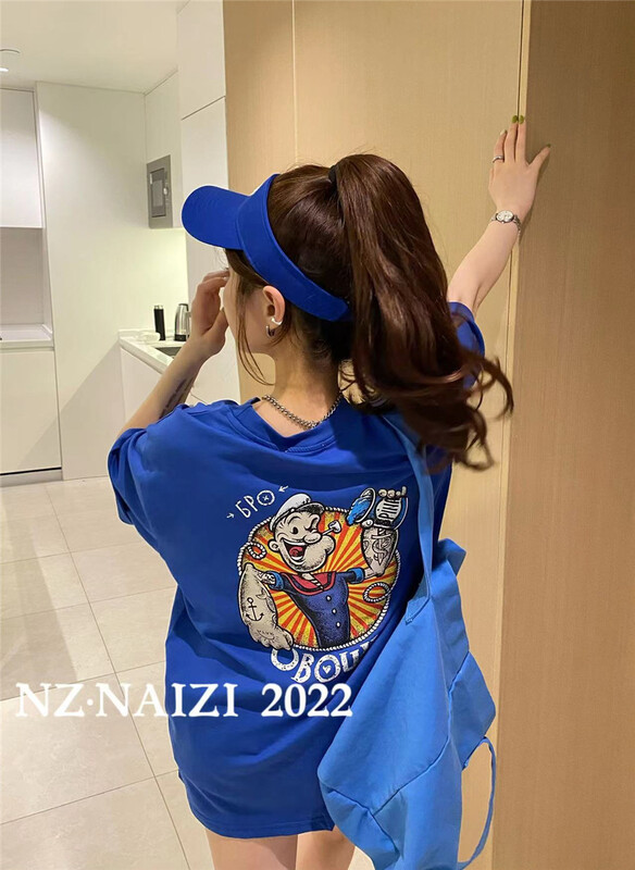 [Naizi] Popeye cartoon printed short sleeve T-shirt 8085# ozq