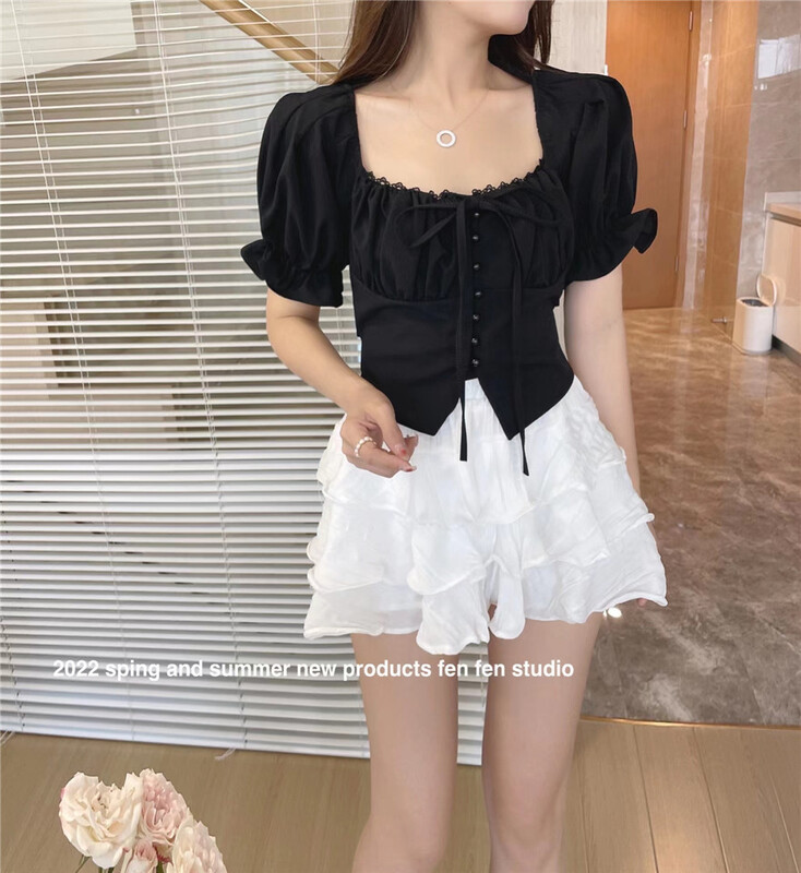 [fne fne] niche short tie bow shirt 8902# WPL