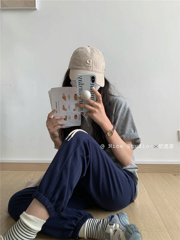 [naisijia] elastic waist simple and comfortable casual pants 2195# zjy