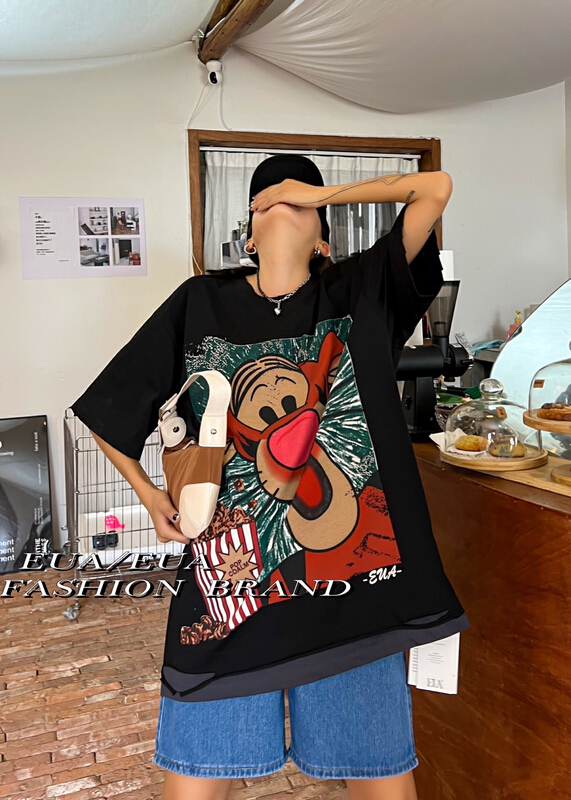 [EUA European and American trend] Korean fake two piece fashion short sleeve T-shirt 12279# XYY
