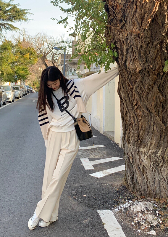 Original price 118.44! New year in early spring! [finoa] Korean vertical double breasted high waist trousers 10166# CLS