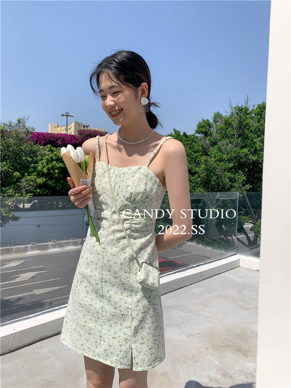 goods in stock! New in early summer! [candy] Korean version of age reducing floral dress (with bag) y7318# ZSY