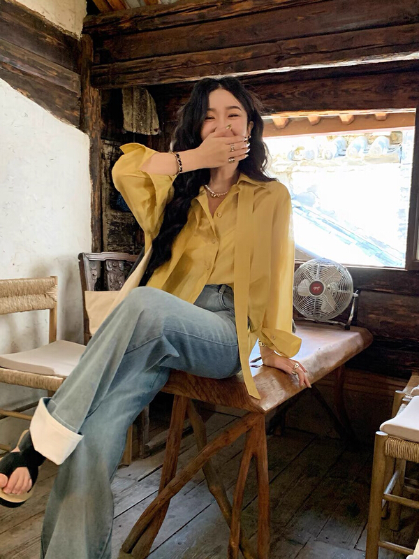 [x · h studio] Vintage streamer design sense niche shirt 539# ozq