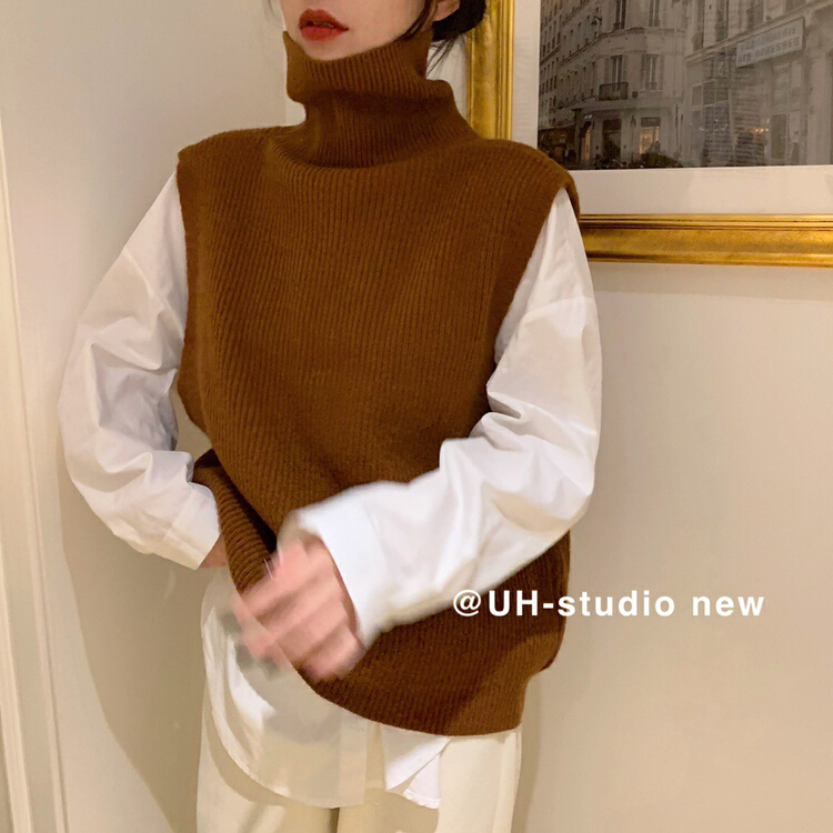 New year in early spring! [uh] high neck knitting versatile basic vest 7177# hjy
