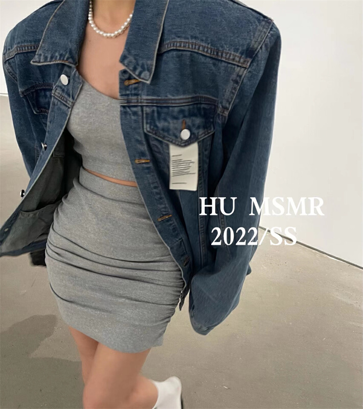 New year in early spring! [Hu] fashionable loose casual denim coat (with shoulder pad and detachable) 8815# zyh
