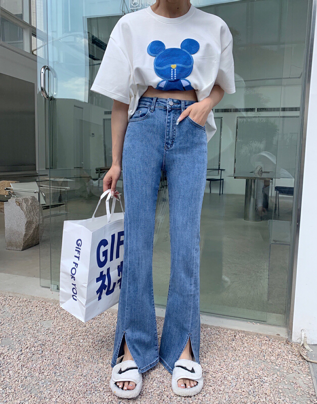 New in early summer! [M +] Korean style foreign style slim and versatile flare jeans j3661# CLS