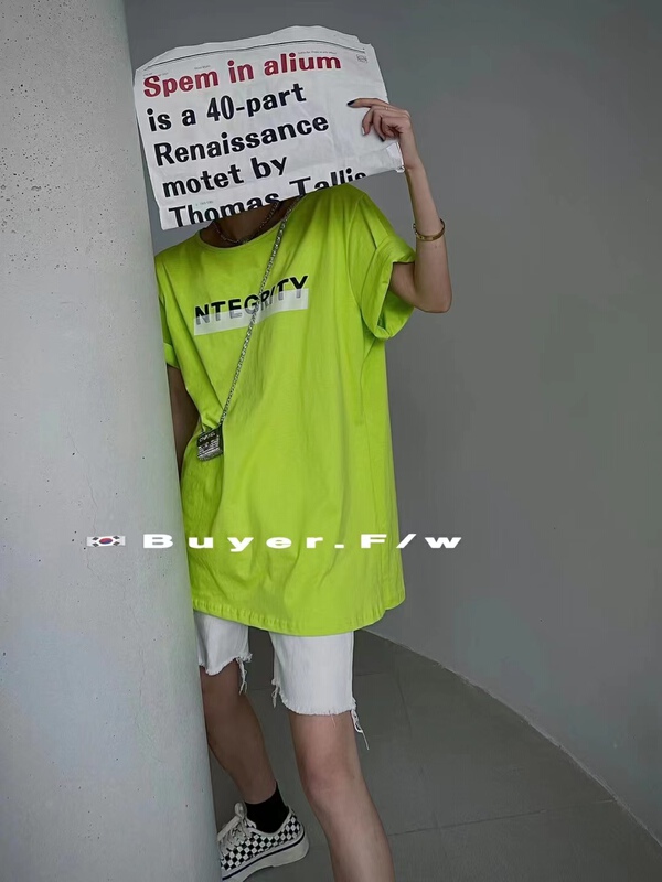 New in early summer! [buyer] backless lettered print Pullover short sleeve T-shirt 0358# WTT