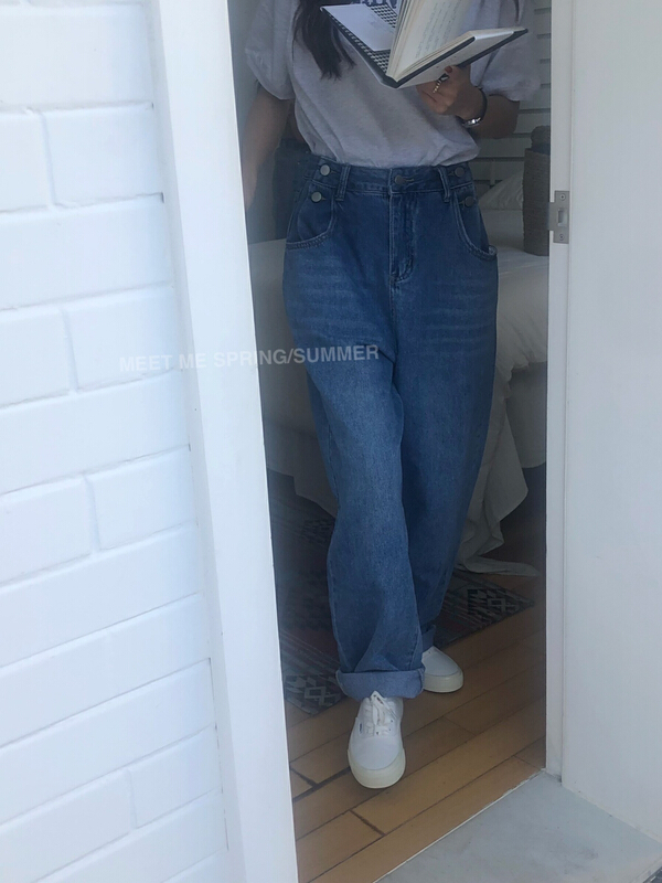 New year in early spring! [meet me] curled loose Korean jeans 660# ll