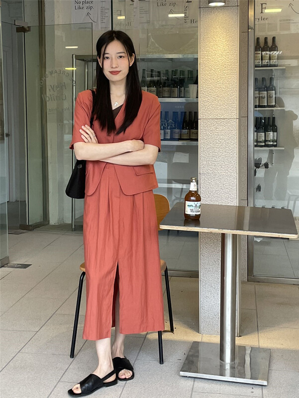 In early summer! [clean space] Korean style V-neck one button jacket (only short jacket) 31815\cls
