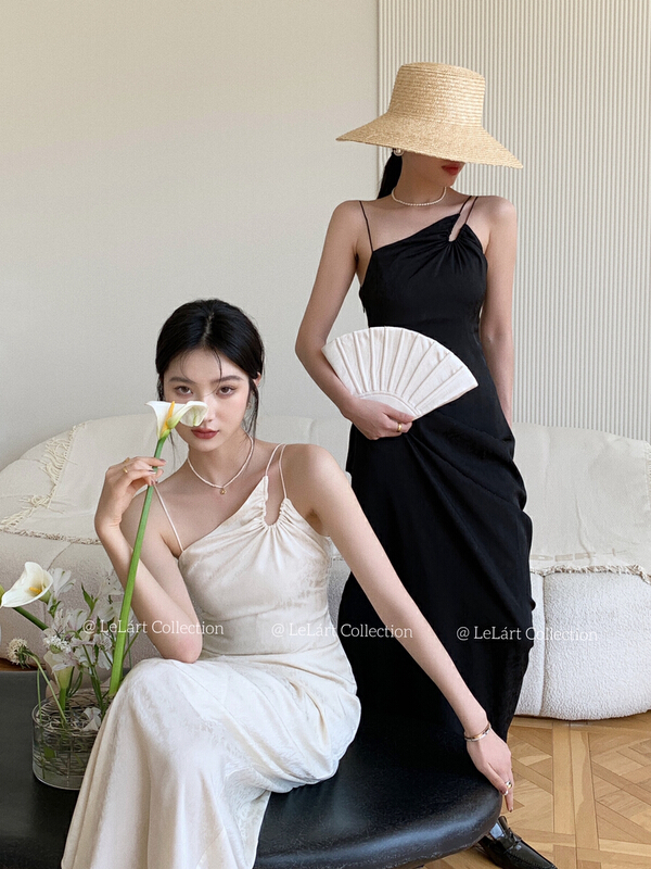 [le lart] high fashion French pure desire style new Chinese open irregular dress ll5507# XYJ