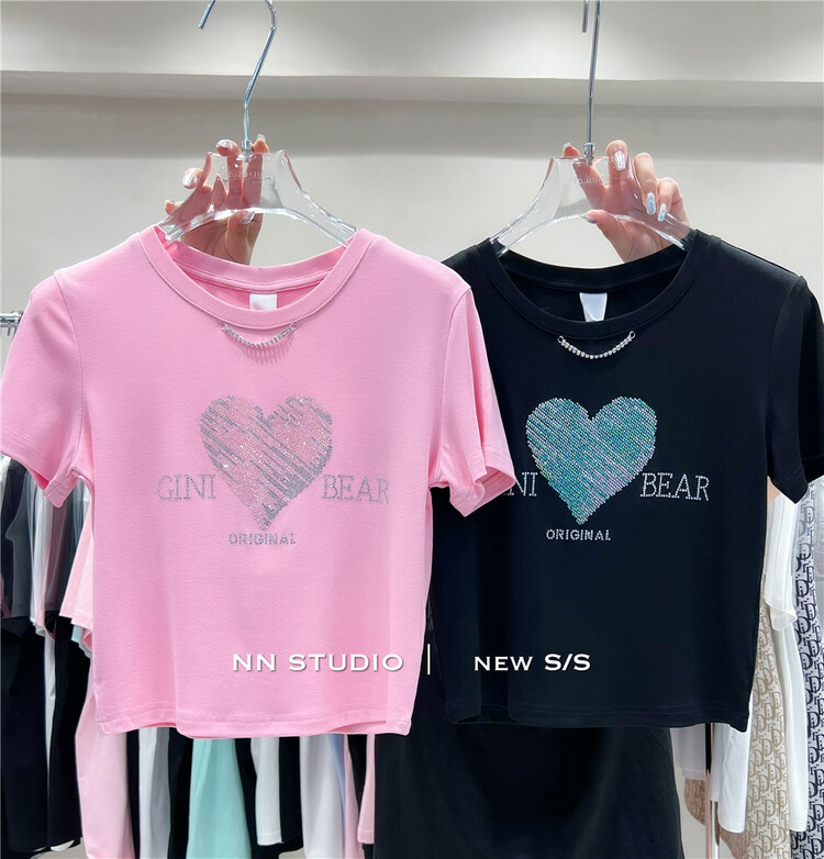 [NN] chain hot drill love versatile short sleeve T-shirt 7511# XYY