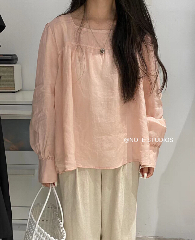 [note] Korean loose fitting ramie shirt 22279# HBx