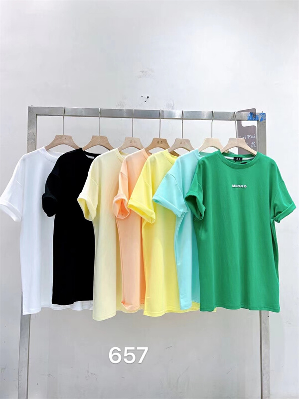 [Feifei] flocking process letter versatile short sleeve T-shirt 657# ozq