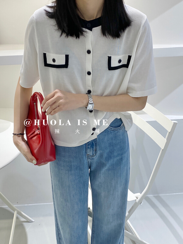 【火辣HUOLA IS ME】假口袋單排扣韓版休閒短袖T恤  3158#  CQW