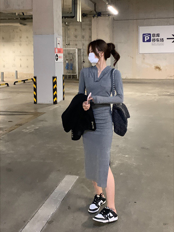 goods in stock! [wgwe] Spice Girl slim double pocket dress 1264# PCZ