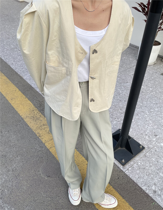 goods in stock! New year in early spring! 【XXXX ECT.】 Korean minority Design Love button jacket 3x030# CLS