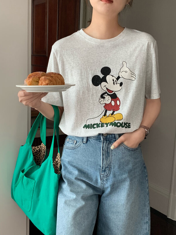 [feeding] Korean cartoon Mickey Casual Short Sleeve T-shirt 7760# cqw