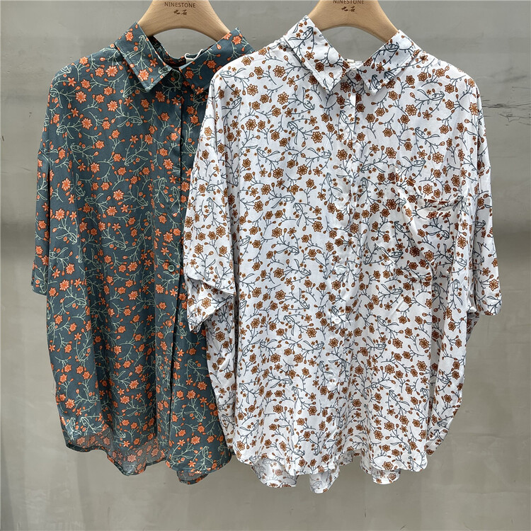 [fabric] loose Vintage comfortable shirt 592096# L
