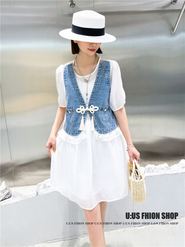 New in early summer! [UUS] design sense stitching fake two-piece dress 222003# zyh