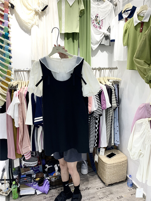 [misu +] simple solid color blouse + dress two piece suit 80555# ZZL