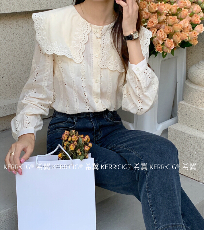 New year in early spring! [CIG] Korean embroidery gentle style shirt 6051# L