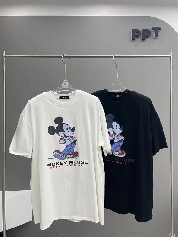 [ppt] Korean loose Mickey print short sleeve T-shirt 6715# L