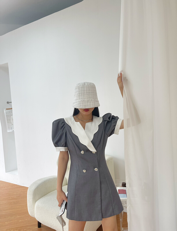 New in early summer! [MC] slim temperament waist closing bubble dress 8873# ozq