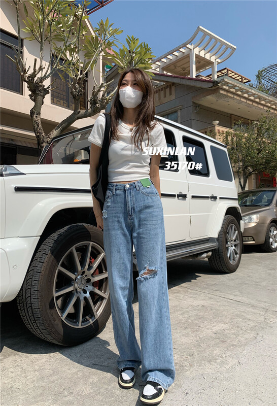 New year in early spring! [suxinlan] broken hole loose vintage fashion jeans 35170 × LSL