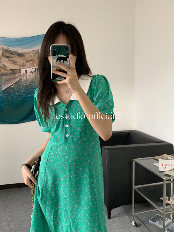 [te Tejia] French Lapel floral dress 5522# HBx