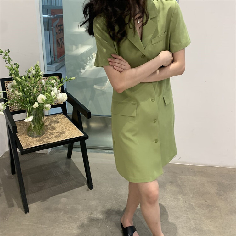 [ohhhh] fashion temperament slim fitting suit collar dress 1368# CLS