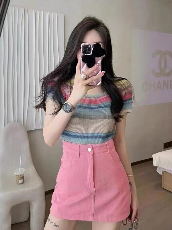 [Huaxi] fashion color matching blouse + slim skirt two piece suit 8986# PCZ