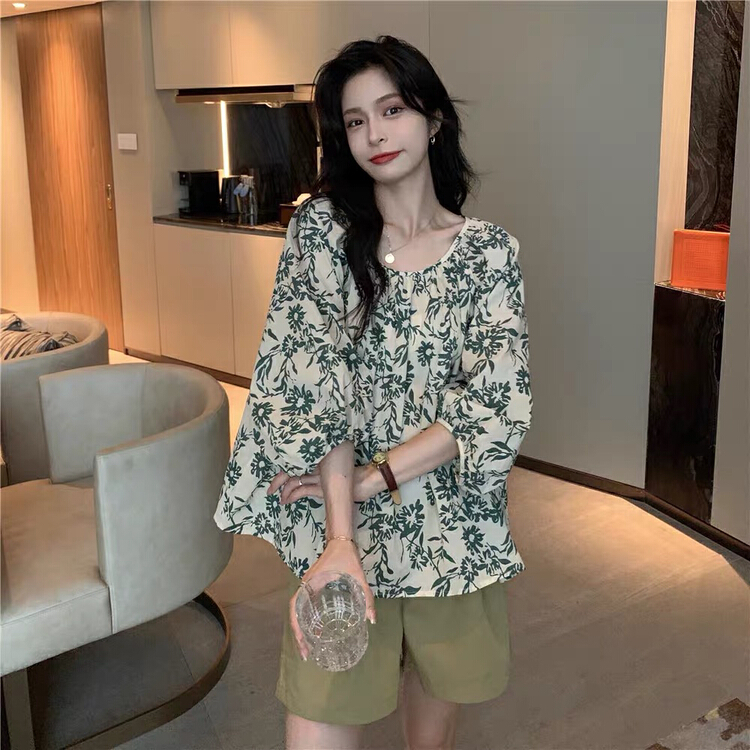 [Huaxi] French Vintage floral shirt + casual pants suit 8930# PCZ