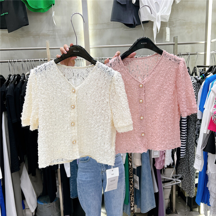 [mozr] V-neck single breasted fashion shirt 9013# XYJ