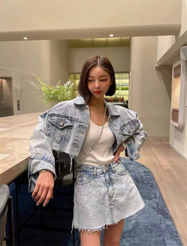 [clothes and jeans] Korean hot girls made old jeans skirt and pants 83006# hjy
