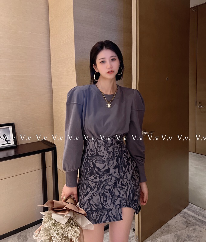 goods in stock! [v.v] simple shoulder pad design short long sleeve T-shirt 9775# cqw