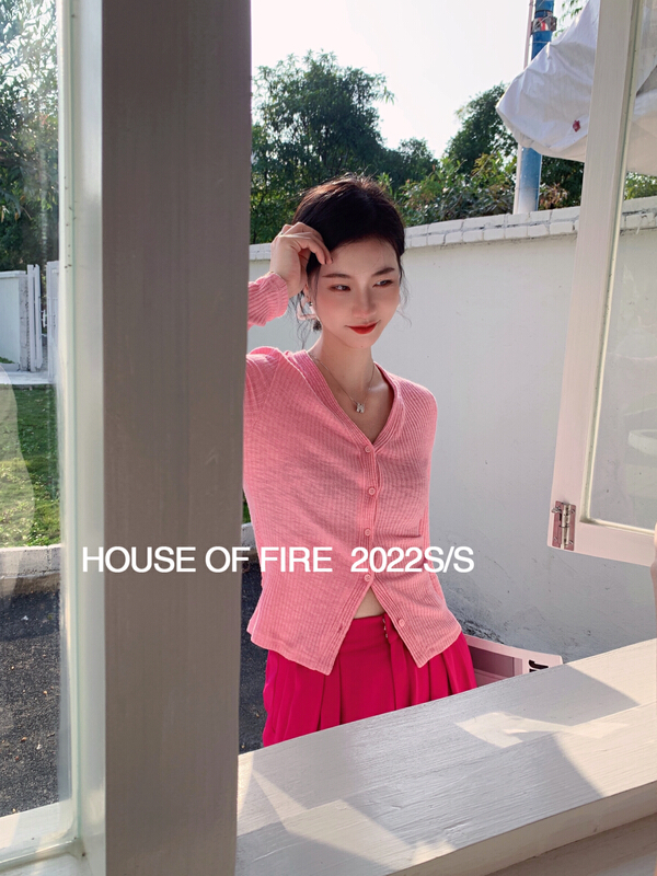 Original price 55.67! [huohuohuo huodres] Korean solid color slim fit pit strip knitted cardigan 22097# ozq