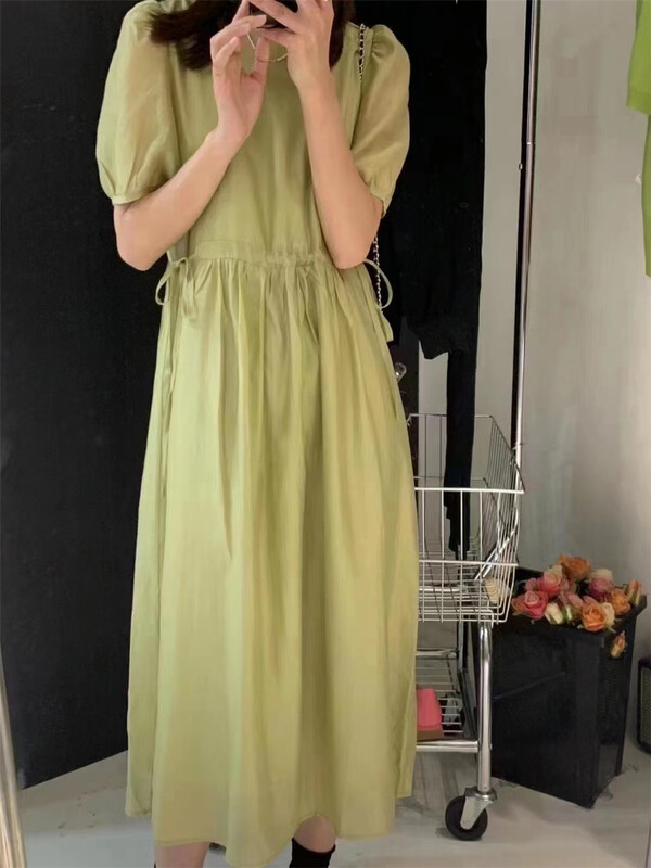 [Susan] waist closed, simple and slim, versatile dress 18025# LSW