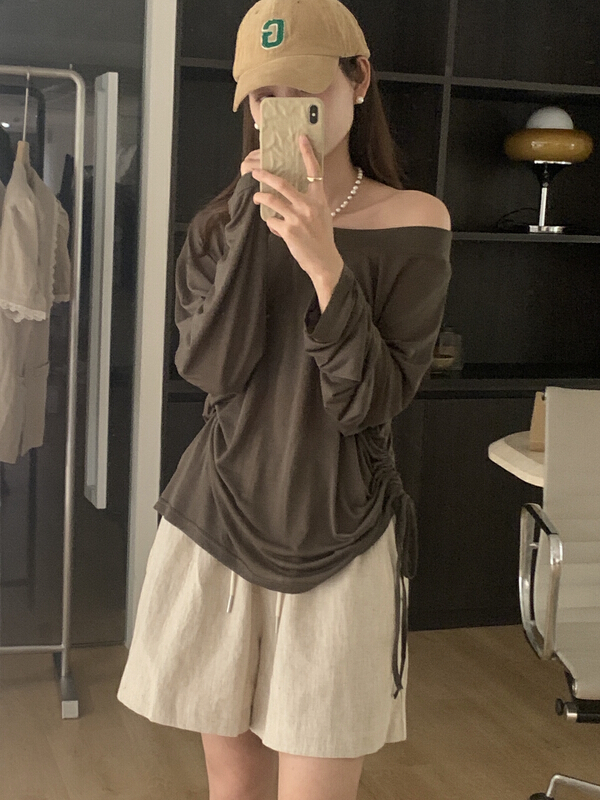 [on line] cotton drawstring comfortable sunscreen shirt 3390# lwy